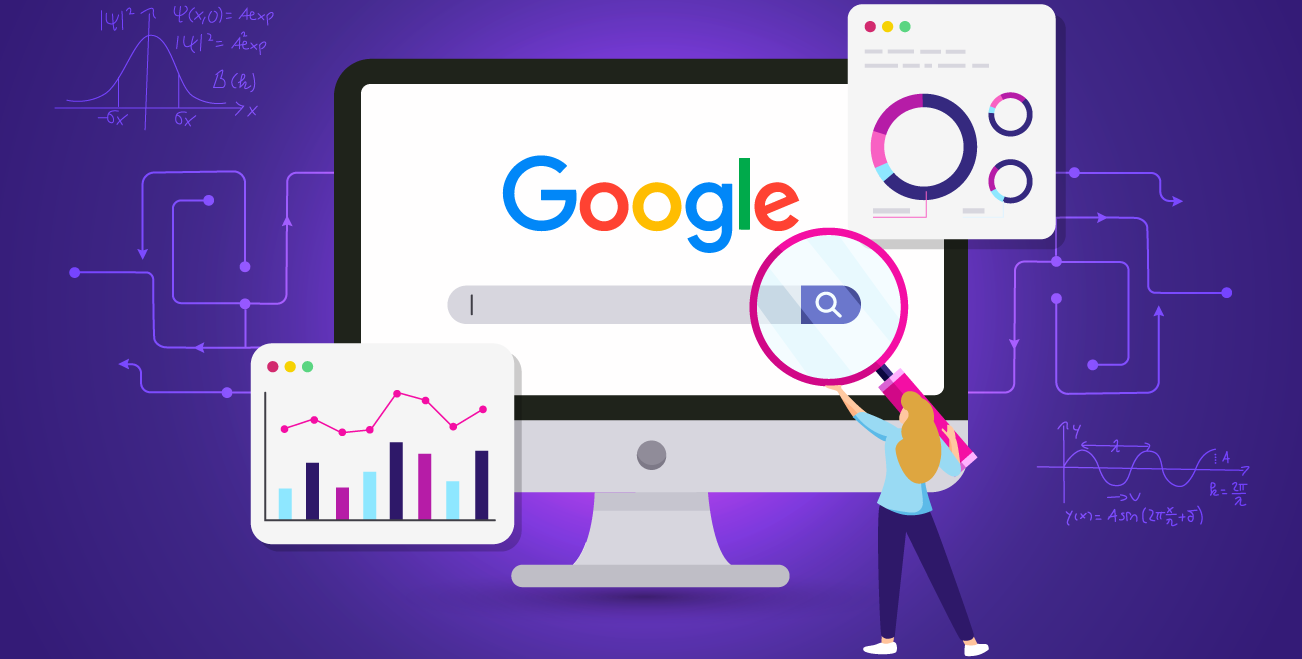 Βελτιστοποίηση SEO με παρακολούθηση δεδομένων – εικόνα υπολογιστή και σήμα SEO